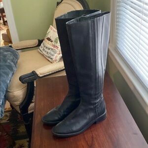 Nine West Braille - Black Knee Boots with Smooth Finish and Side Detailing